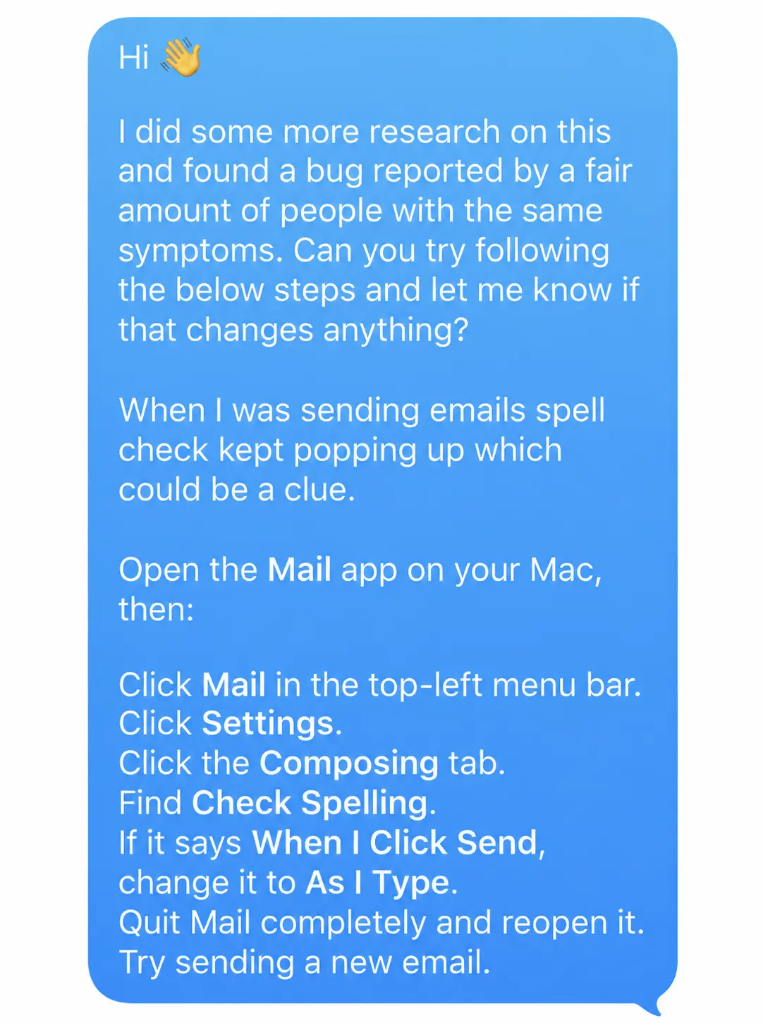 The instructions I texted after they left.
